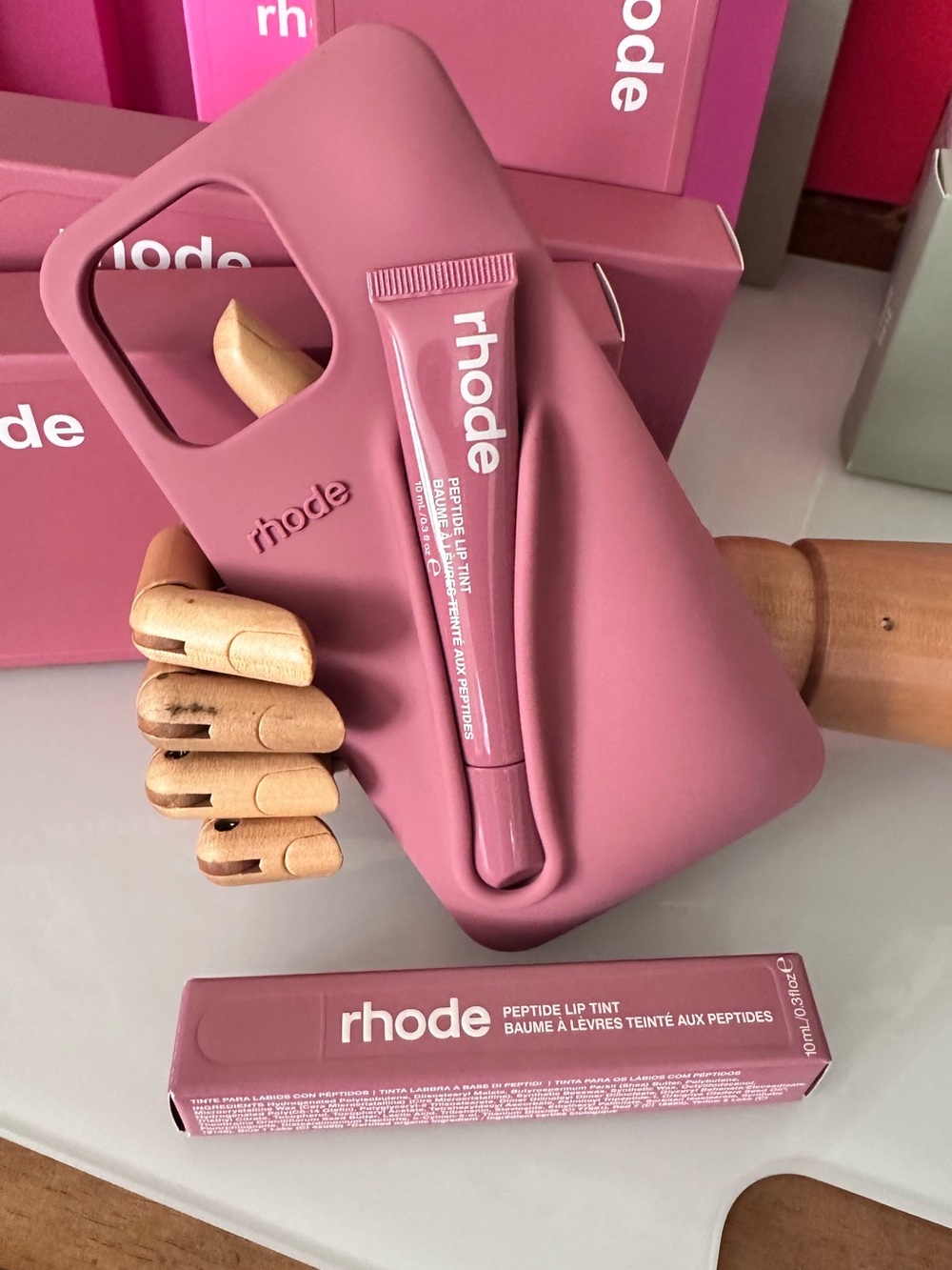 NEW Rhode Lip Gloss Holder Mauve Phone Case | Salty Tan NIB iPhone 14/15/16